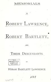 Cover of: Memorials of Robert Lawrence, Robert Bartlett, and their descendants.