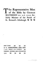 Cover of: The representative men of the Bible by Matheson, George