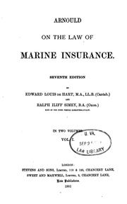 Cover of: Arnould on the law of marine insurance.