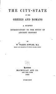 Cover of: The city-state of the Greeks and Romans by W. Warde Fowler