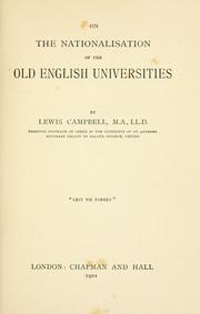 Cover of: On the nationalisation of the old English universities