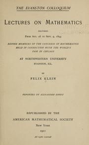 Cover of: The Evanston colloquium by Felix Klein