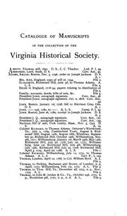 Cover of: Catalogue of the manuscripts in the collection of the Virginia Historical Society, and also of some printed papers.
