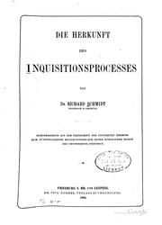 Cover of: Die Herkunft des inquisitionsprocesses