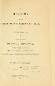 Cover of: A history of the First Presbyterian Church, of Springfield, N.Y. by P. F. Sanborne