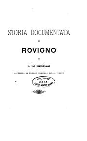 Cover of: Storia documentata di Rovigno by Bernardo Benussi
