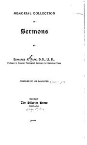 Cover of: Memorial collection of sermons