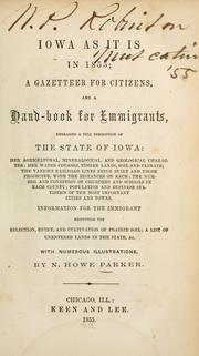 Cover of: Iowa as it is in 1855 by Nathan H. Parker