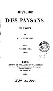 Cover of: Histoire des paysans en France by Achille Leymarie