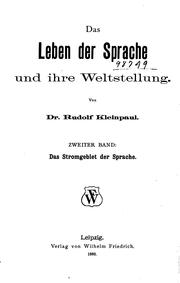 Cover of: Das Leben der Sprache und ihre Weltstellung.