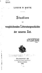 Cover of: Studien zur vergleichenden litteraturgeschichte der neueren zeit.