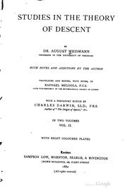 Cover of: Studies in the theory of descent by August Weismann