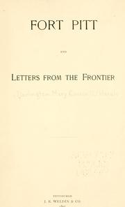Cover of: Fort Pitt and letters from the frontier.