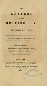 Cover of: The letters of the British spy.by william wirt esq by Wirt, William