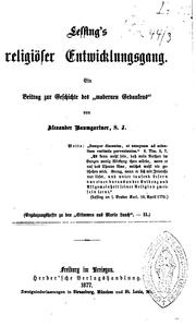 Cover of: Lessing's religiöser Entwicklungsgang.: Ein Beitrag zur Geschichte des "modernen Gedankens"