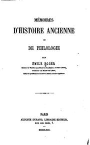 Cover of: Mémoires d'histoire ancienne et de philologie.