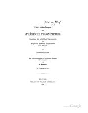 Cover of: Zwei abhandlungen über sphärische trigonometrie.: Grundzüge der sphärischen trigonometrie und Allgemeine sphärische trigonometrie 1753 und 1779.