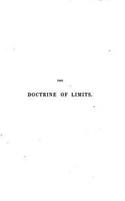 Cover of: The doctrine of limits with its applications by William Whewell
