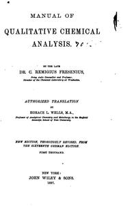 Cover of: Manual of qualitative chemical analysis