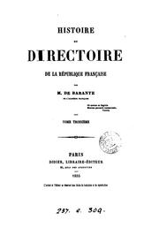 Cover of: Histoire du directoire de la République Française by Prosper de Barante