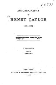 Cover of: Autobiography of Henry Taylor by Sir Henry Taylor