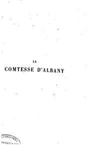 Cover of: La comtesse d'Albany