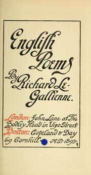 Cover of: English poems by Richard Le Gallienne