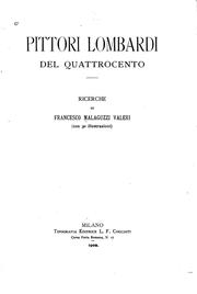 Cover of: Pittori lombardi del quattrocento by Francesco Malaguzzi Valeri