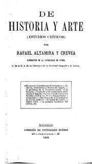 Cover of: De historia y arte (estudios críticos)