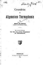 Cover of: Grundriss der allgemeinen thermochemie