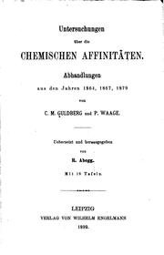 Cover of: Untersuchungen über die chemischen affinitäten. by Cato Maximilian Guldberg