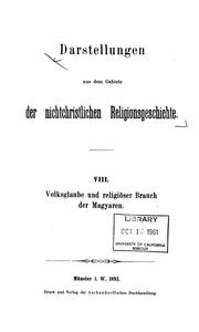 Cover of: Volksglaube und religiöser Brauch der Magyaren
