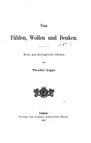 Cover of: Vom Fühlen, Wollen und Denken