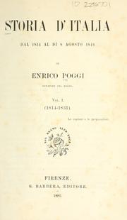 Cover of: Storia d'Italia dal 1814 al di 8 agosto 1846 by Enrico Poggi
