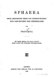 Cover of: Sphaera.: Neue griechische Texte und Untersuchungen zur Geschichte der Sternbilder