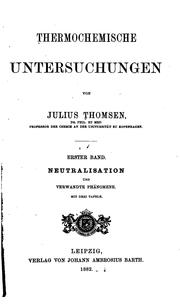 Cover of: Thermochemische untersuchungen by Julius Thomsen