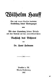 Cover of: Wilhelm Hauff by Hofmann, Hans
