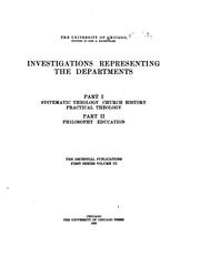 Cover of: Investigations representing the departments by University of Chicago.