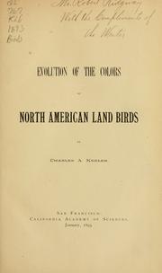 Cover of: Evolution of the colors of North American land birds