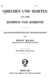 Cover of: Griechen und Semiten auf dem isthmus von Korinth. by Ernst Maass