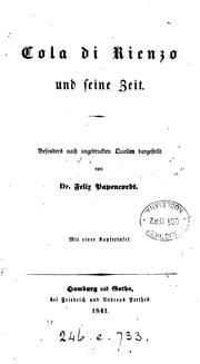 Cover of: Cola di Rienzo und seine Zeit. by Felix Papencordt