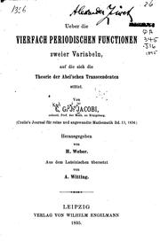 Cover of: Ueber die vierfach periodischen functionen zweier variabeln: auf die sich die theorie der Abel'schen transcendenten stützt.