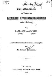 Cover of: Zwei abhandlungen zur theorie der partiellen differentialgleichungen erster ordnung.