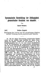 Cover of: Systematische entwicklung der Abhängigkeit geometrischer gestalten von einander: mit berücksichtigung der arbeiten alter und neuer geometer über porismen, projections-methoden, geometrie der lage, transversalen, dualität, und reciptrocität, etc.