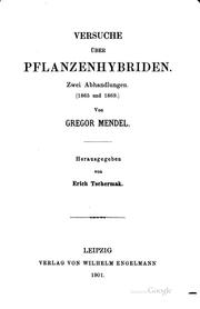 Cover of: Versuche über Pflanzenhybriden. by Gregor Mendel