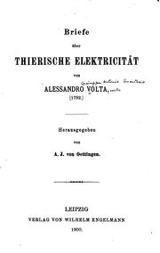Cover of: Briefe über thierische elektricität by Alessandro Volta