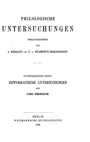 Cover of: Hippokratische Untersuchungen