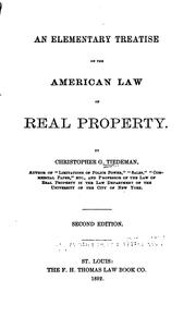 Cover of: An elementary treatise on the American law of real property by Christopher Gustavus Tiedeman