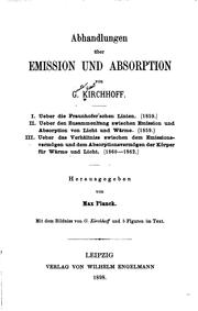 Cover of: Abhandlungen über emission und absorption