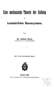 Cover of: Eine mechanische theorie der reibung in kontinuierlichen massensystemen